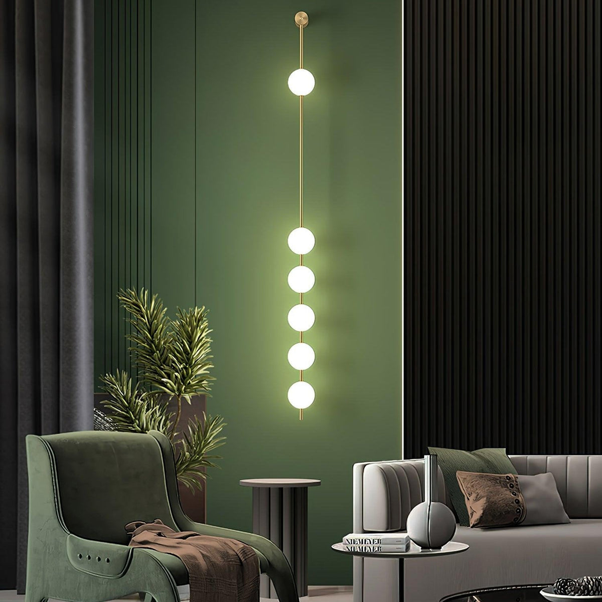 Willa Wall Lamp Vertical Balls Brass