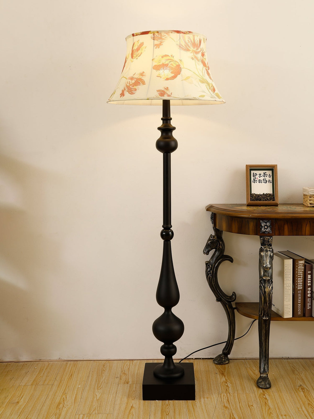 Floren Wood Fabric Classic Floor Lamp