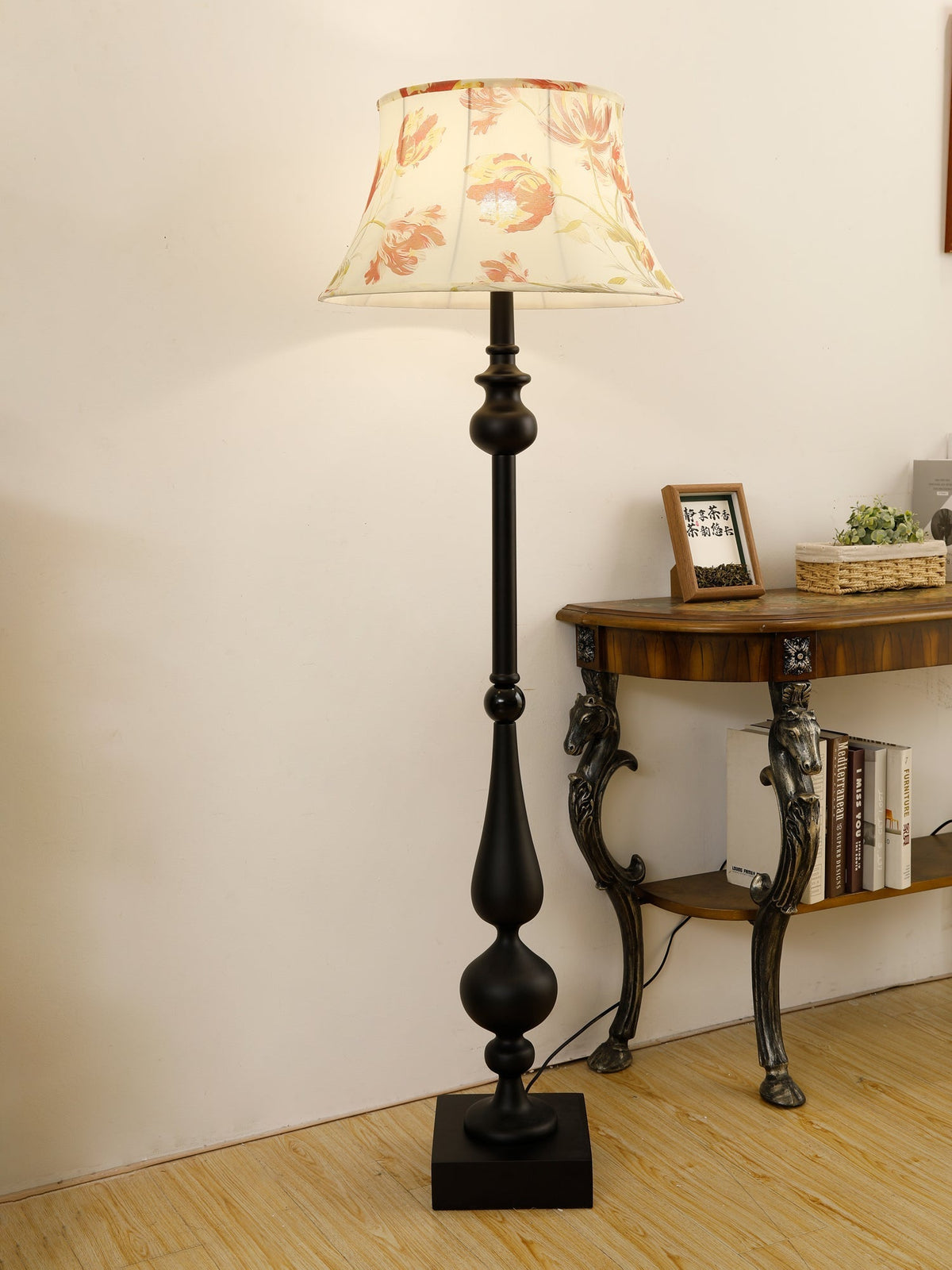 Floren Wood Fabric Classic Floor Lamp