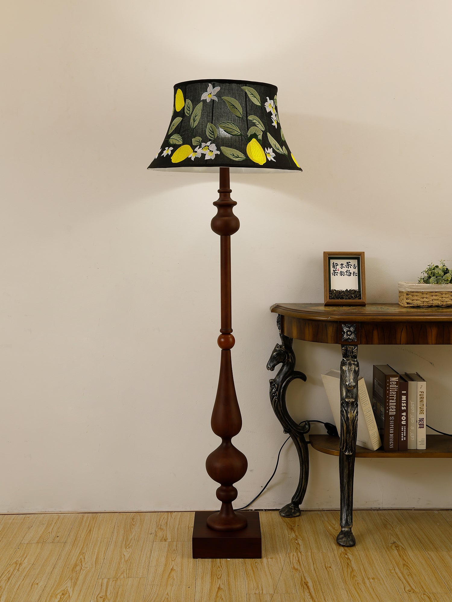 Floren Wood Fabric Classic Floor Lamp