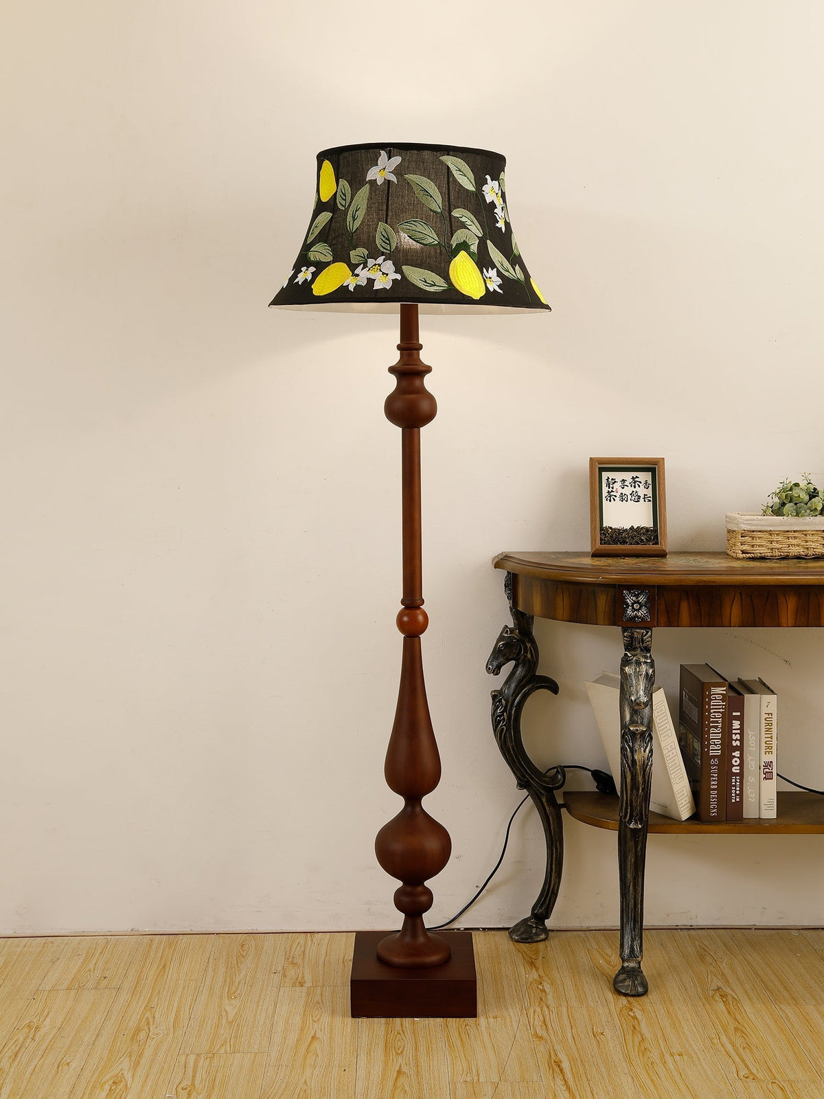 Floren Wood Fabric Classic Floor Lamp