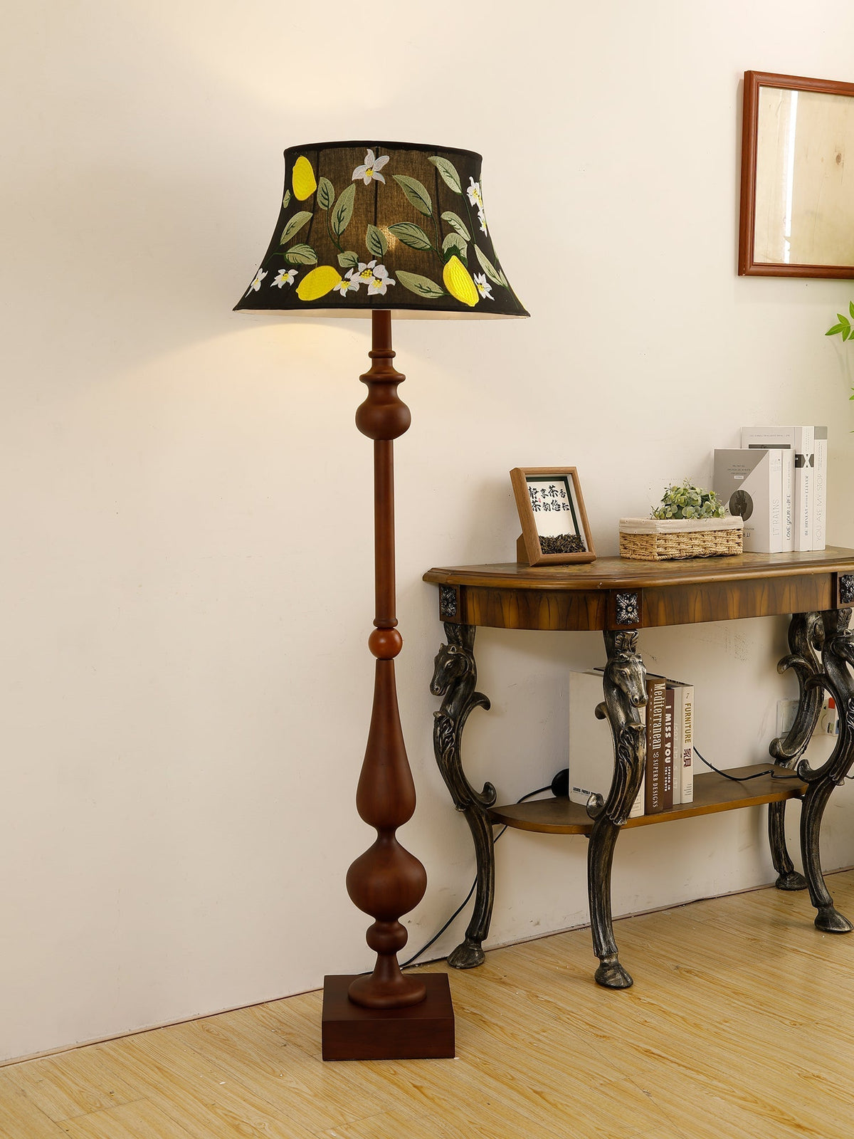 Floren Wood Fabric Classic Floor Lamp