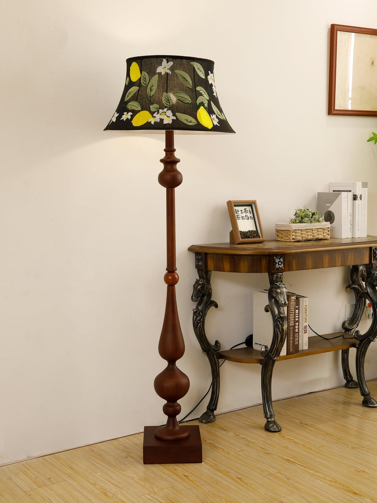 Floren Wood Fabric Classic Floor Lamp