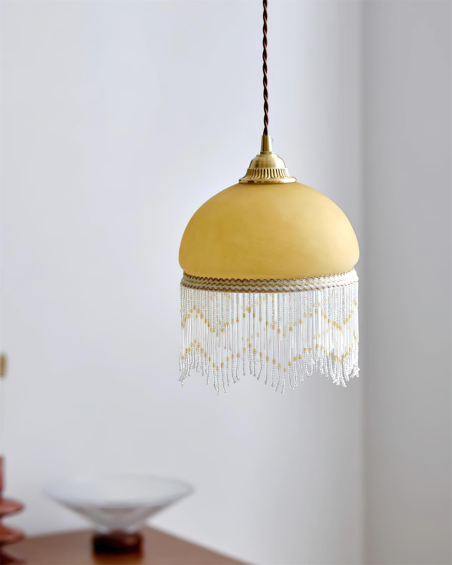 Vili Tassel Pendant Lamp Dome Fringed Beaded - Neutral Decor
