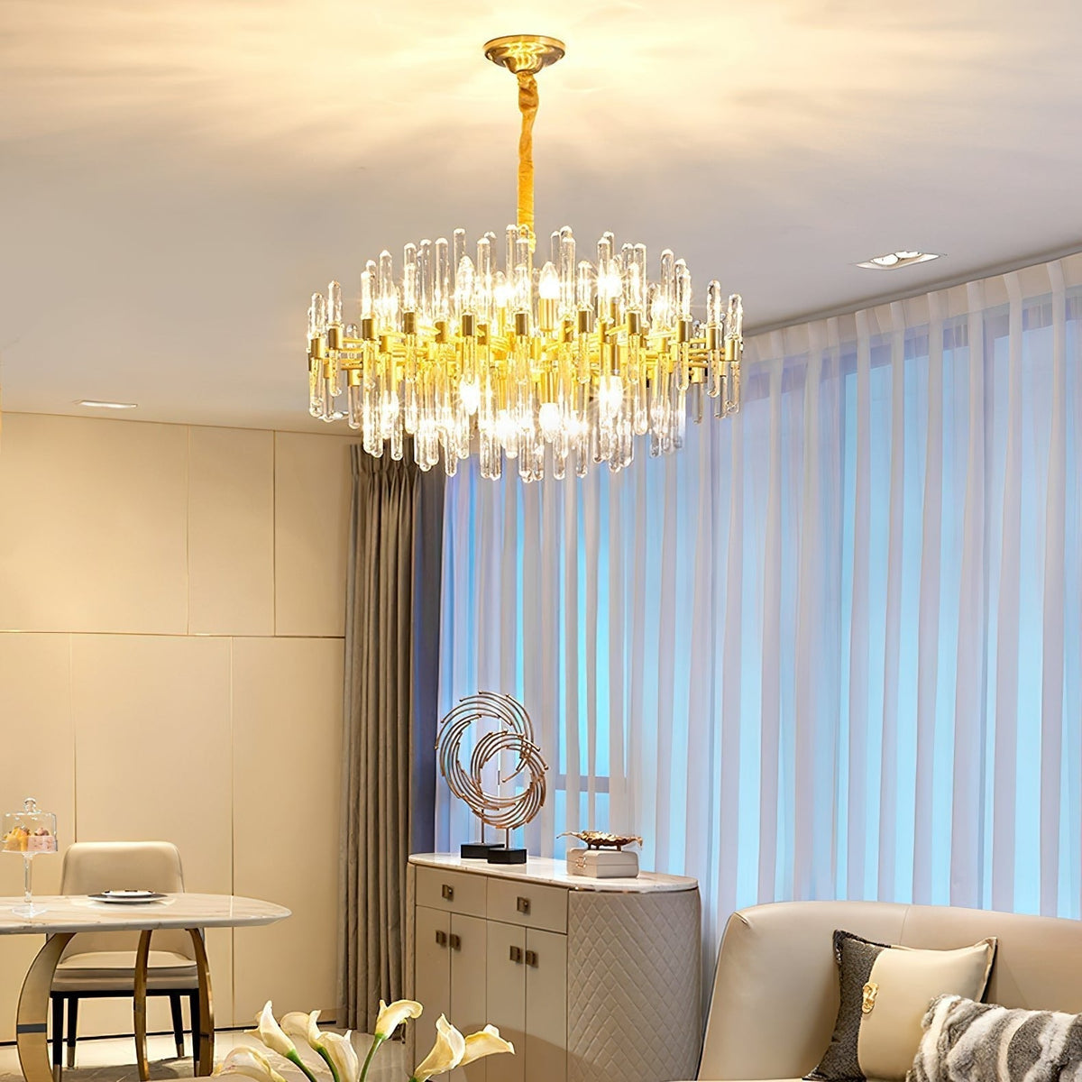 Jorine Chandelier Antique Brass Starburst