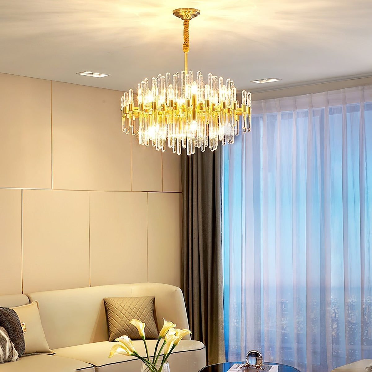 Jorine Chandelier Antique Brass Starburst