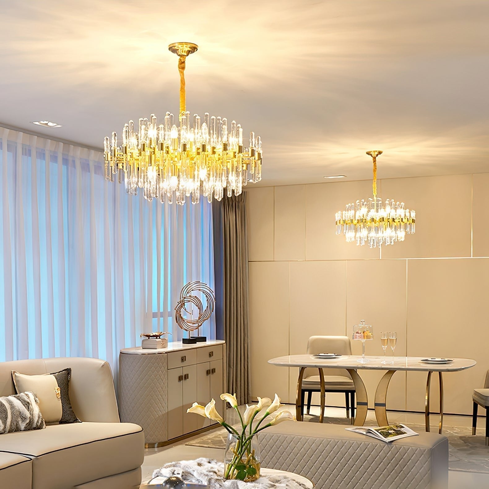 Solara Chandelier Antique Brass Starburst - Neutral Decor