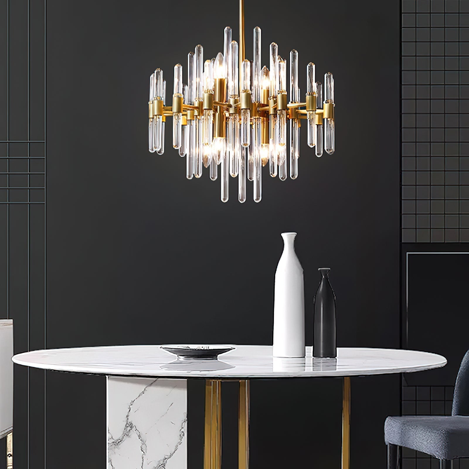 Jorine Chandelier Antique Brass Starburst