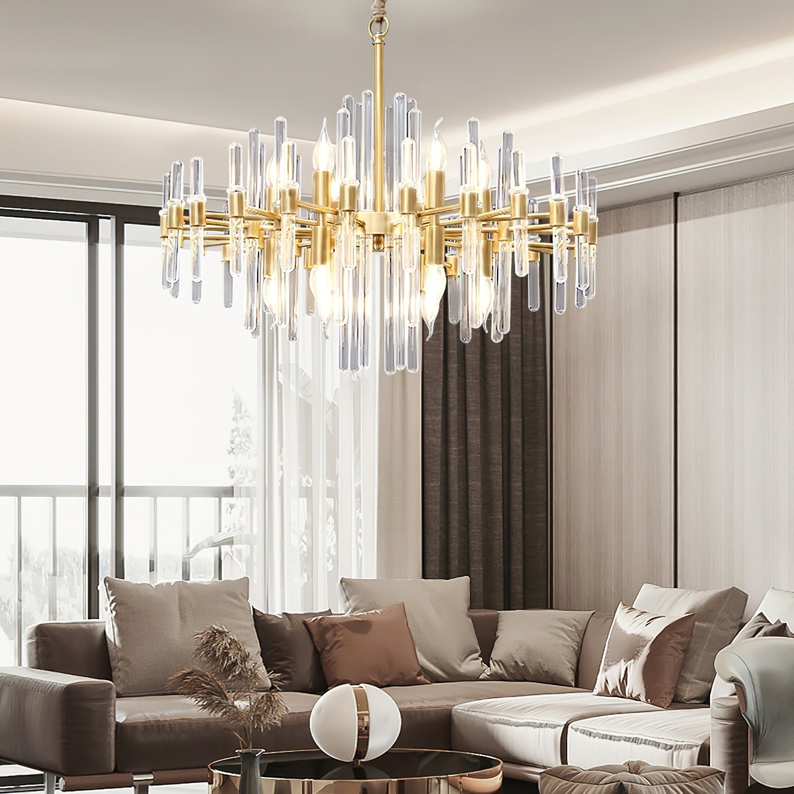 Jorine Chandelier Antique Brass Starburst