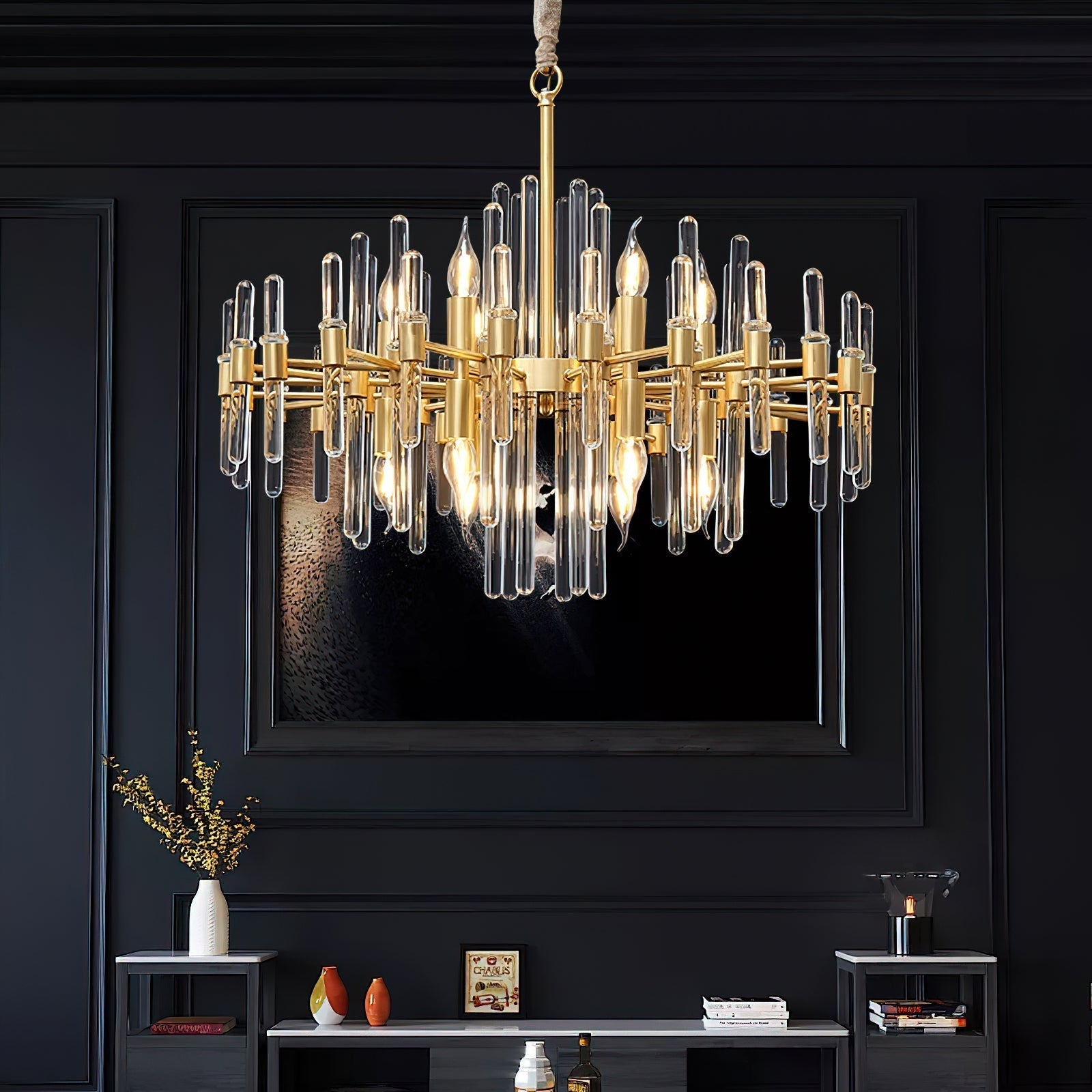 Jorine Chandelier Antique Brass Starburst