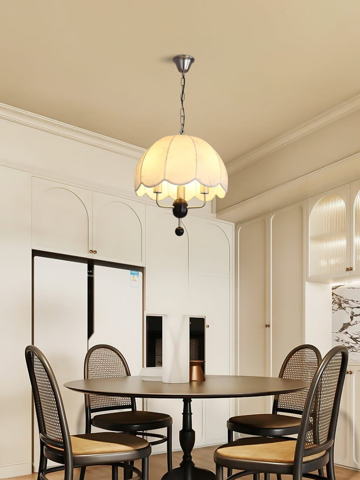 Ervaren Vintage Bloom Fabric Wood Pendant Lamp