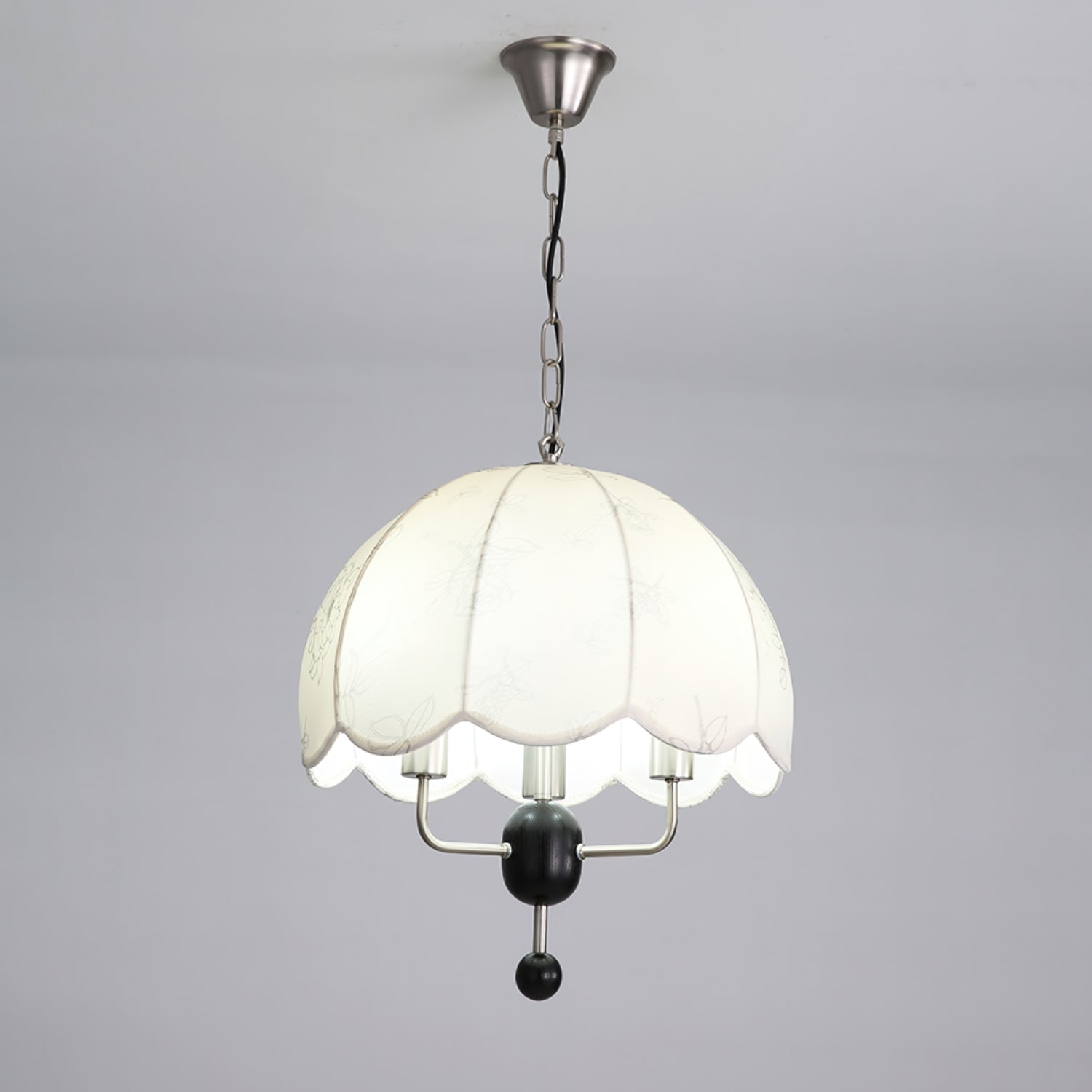 Ervaren Vintage Bloom Fabric Wood Pendant Lamp