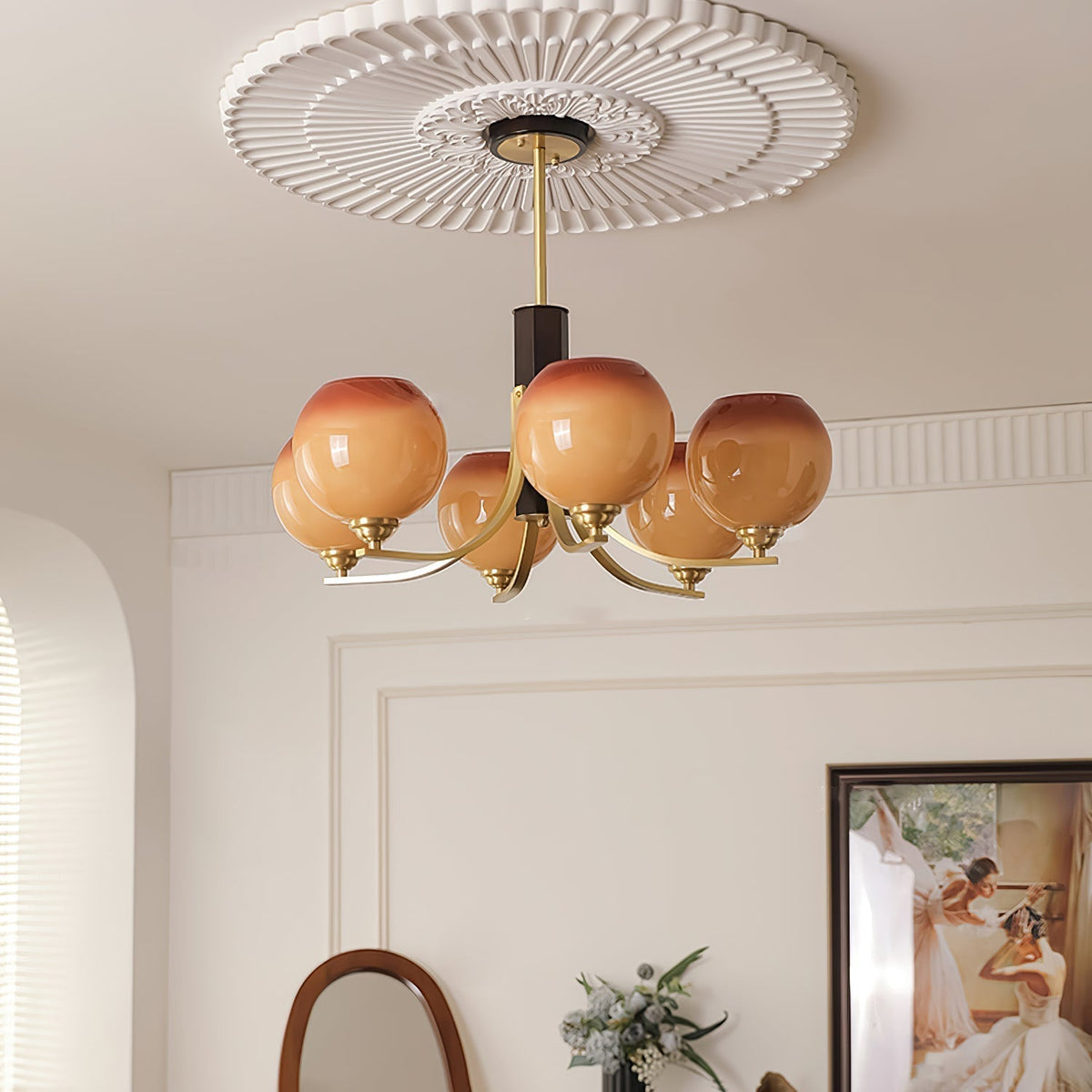 Caliriel Chandelier Vintage Caramel Globe