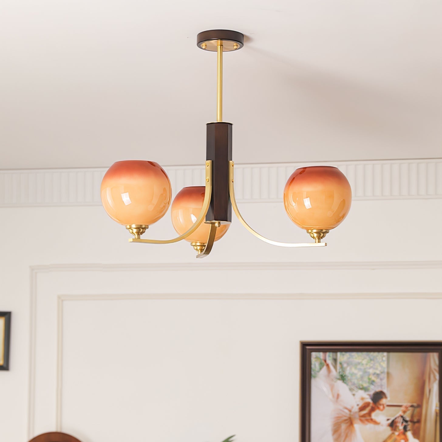 Caliriel Chandelier Vintage Caramel Globe