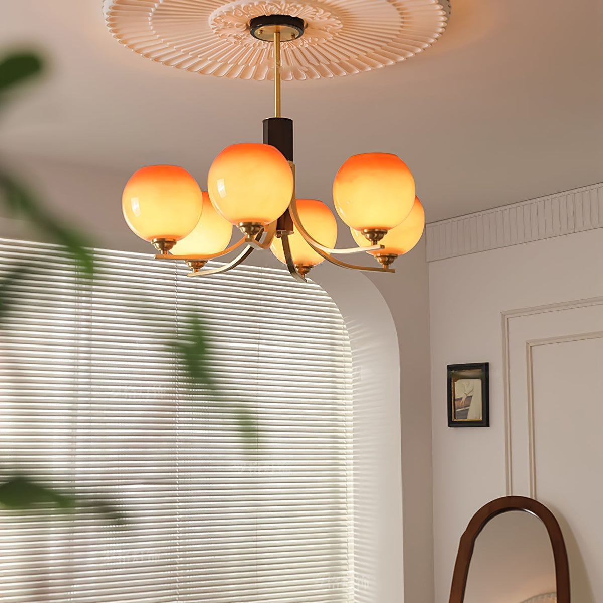 Caliriel Chandelier Vintage Caramel Globe