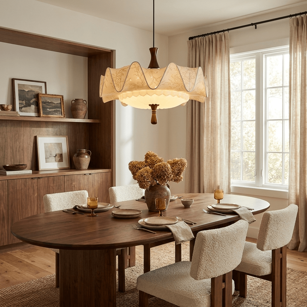 Cressida Vintage Floral Scalloped Pendant Light