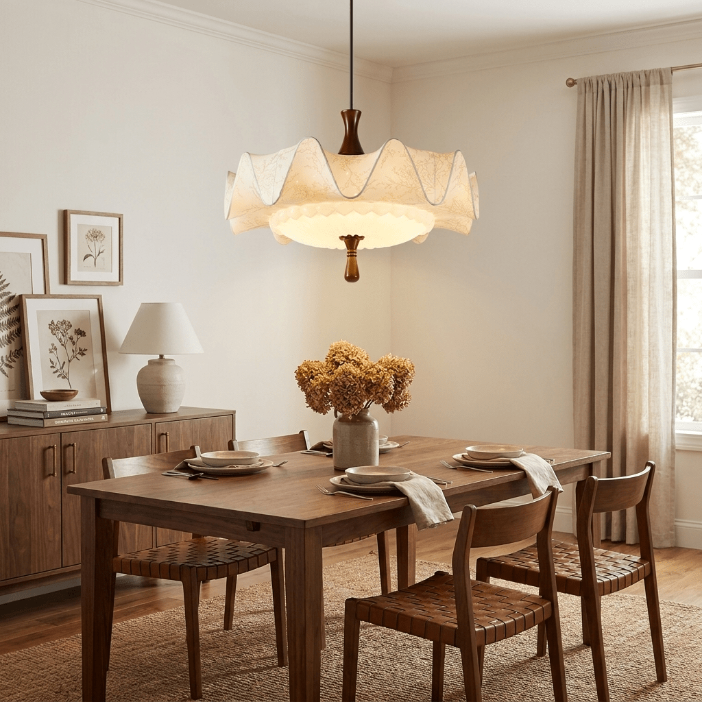 Cressida Vintage Floral Scalloped Pendant Light