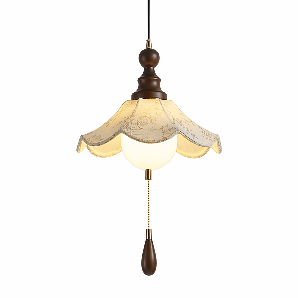 Scalloped Floral Glass Globe Pendant Light