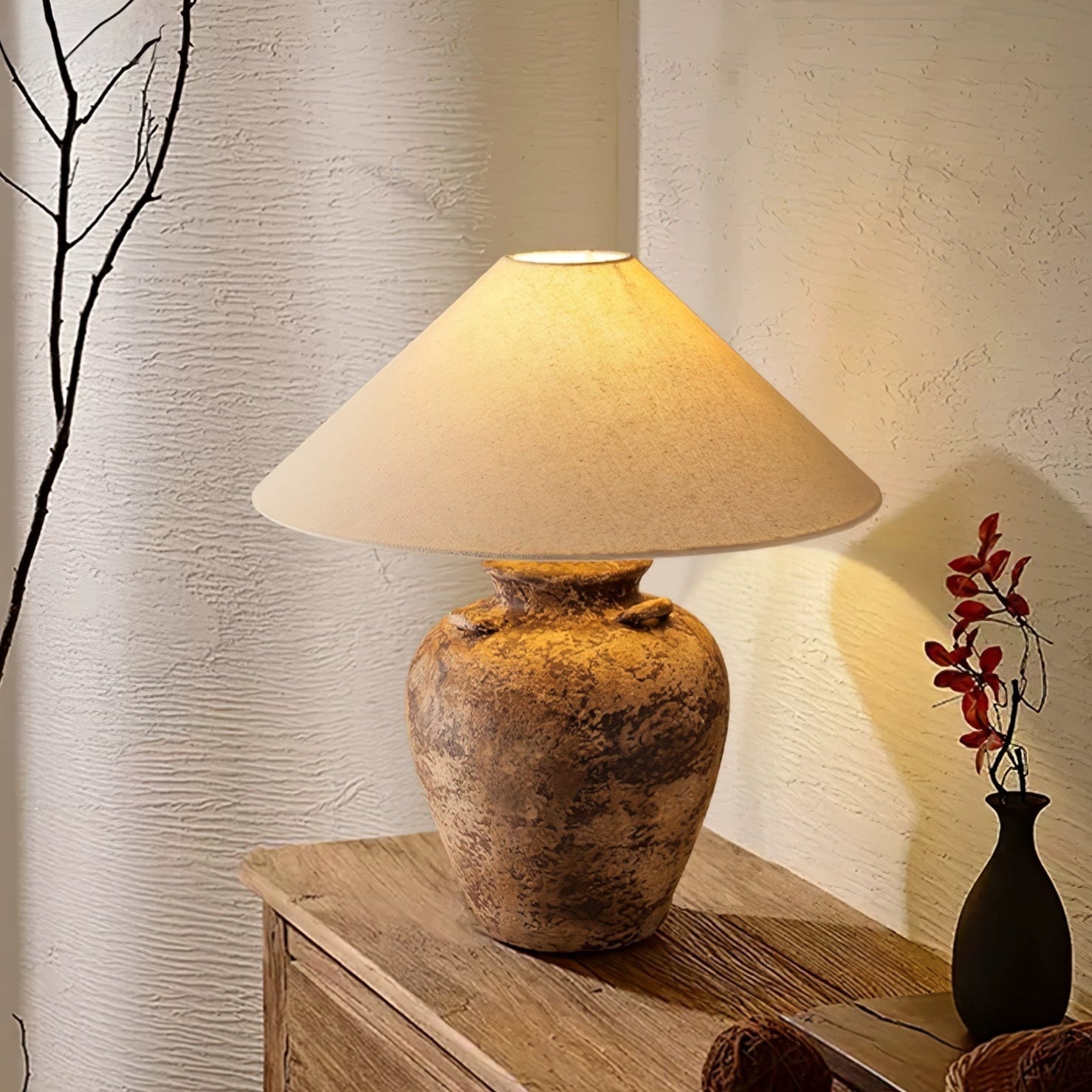 Mirisaya Vintage Fabric Table Lamp