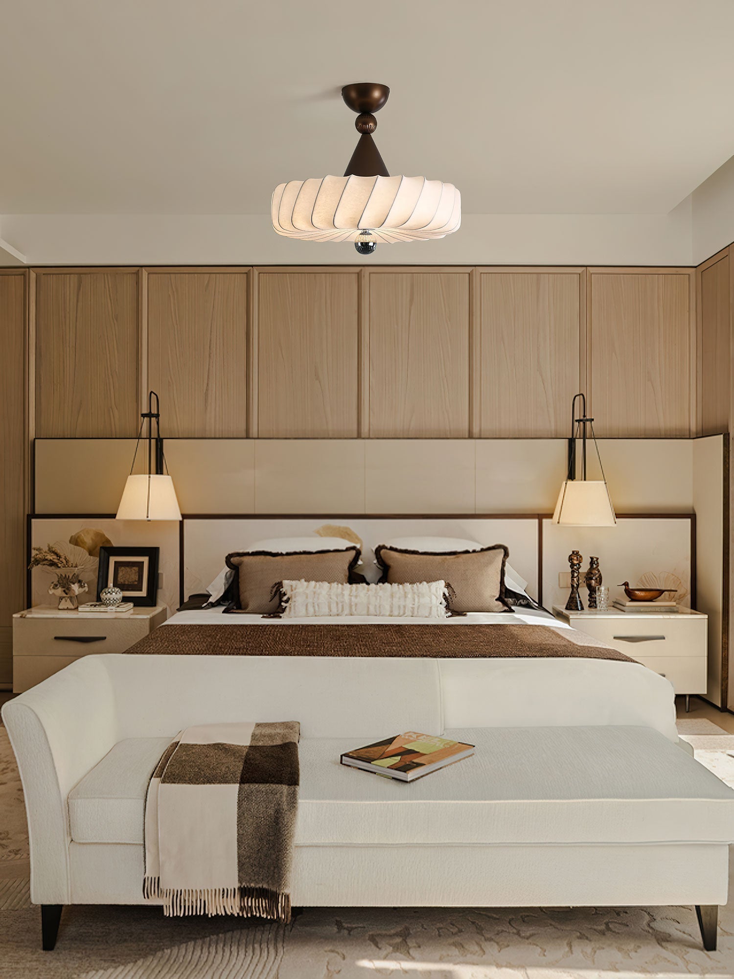 Zelore Swirl Fabric Bronze Pendant Light