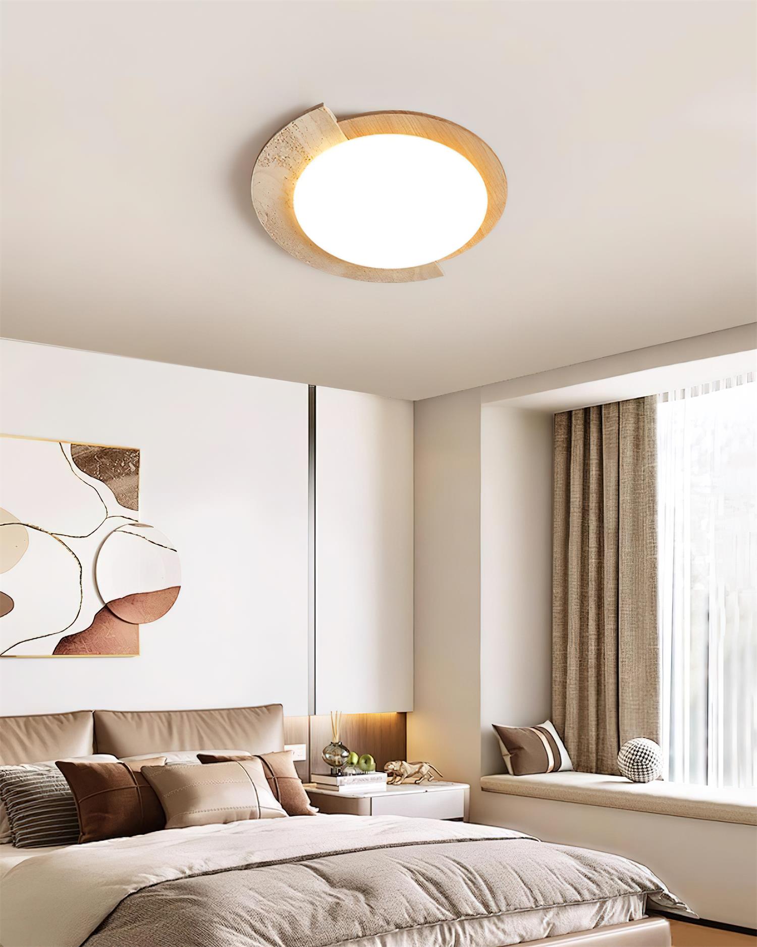 Ritta Travertine Oval LED Ceiling Light - Neutral Decor