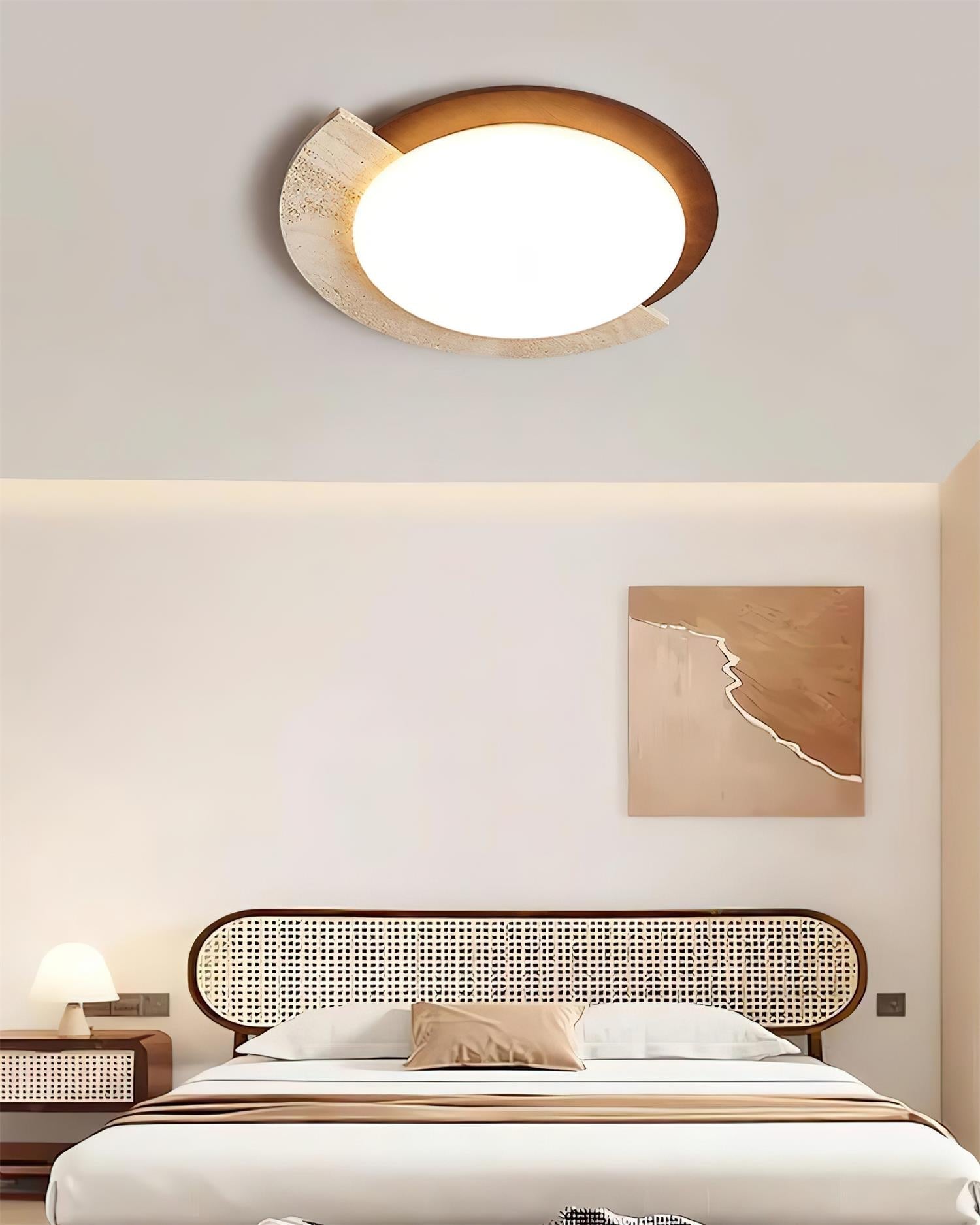 Ritta Travertine Oval LED Ceiling Light - Neutral Decor