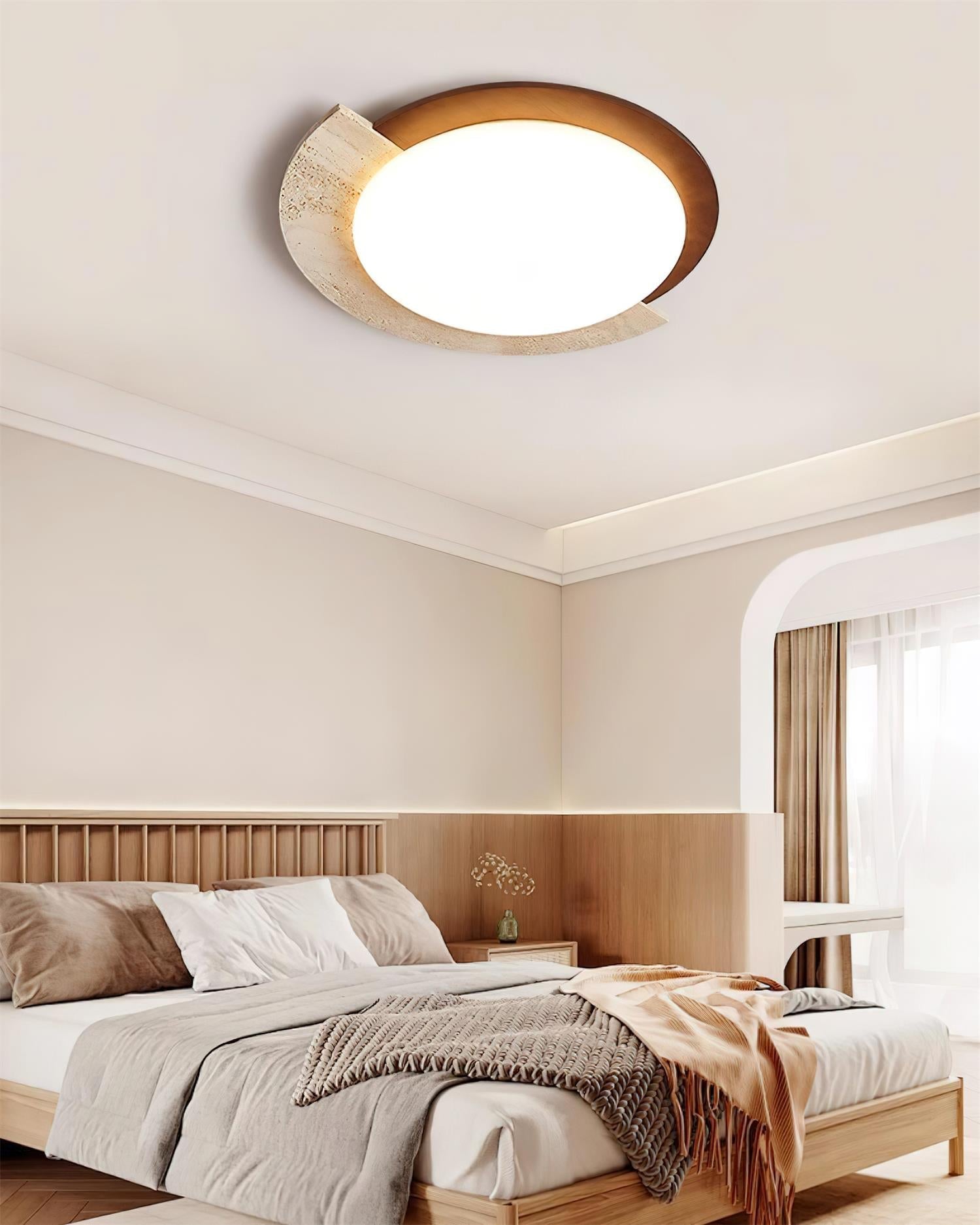Ritta Travertine Oval LED Ceiling Light - Neutral Decor
