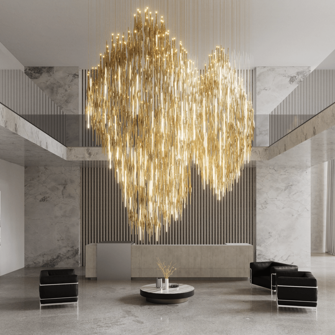 HydroDrop Amber Glass Grand Cascade Chandelier