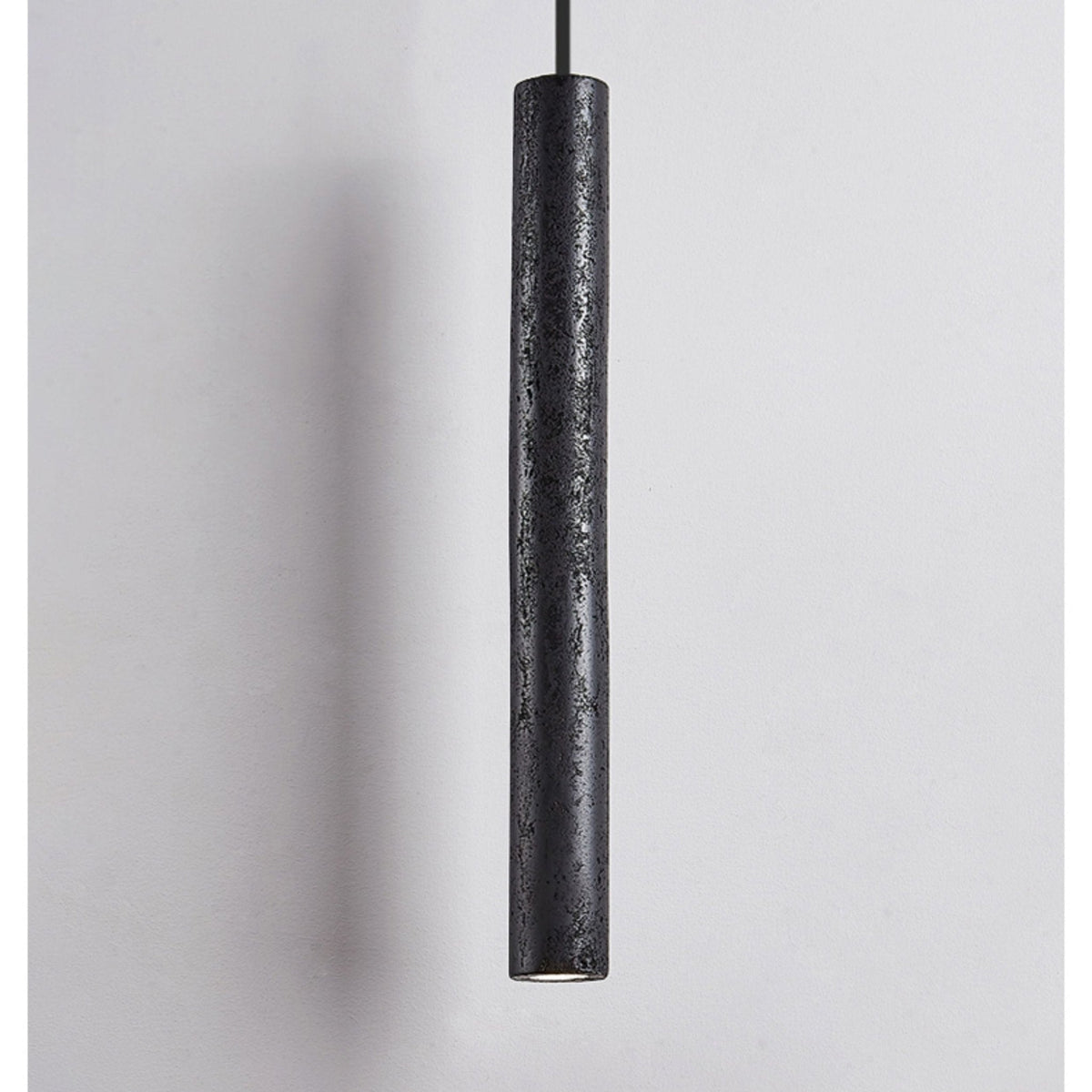 Fosb Slim Black Travertine Tube Pendant Light
