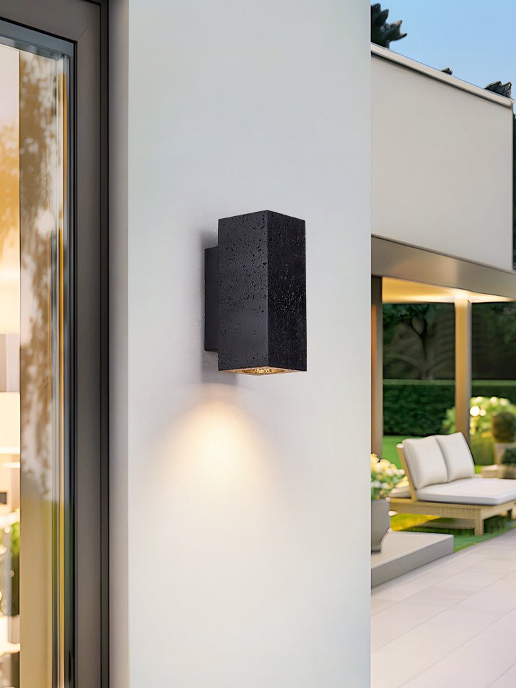 Ewan Cuboid Black Travertine Wall Lamp