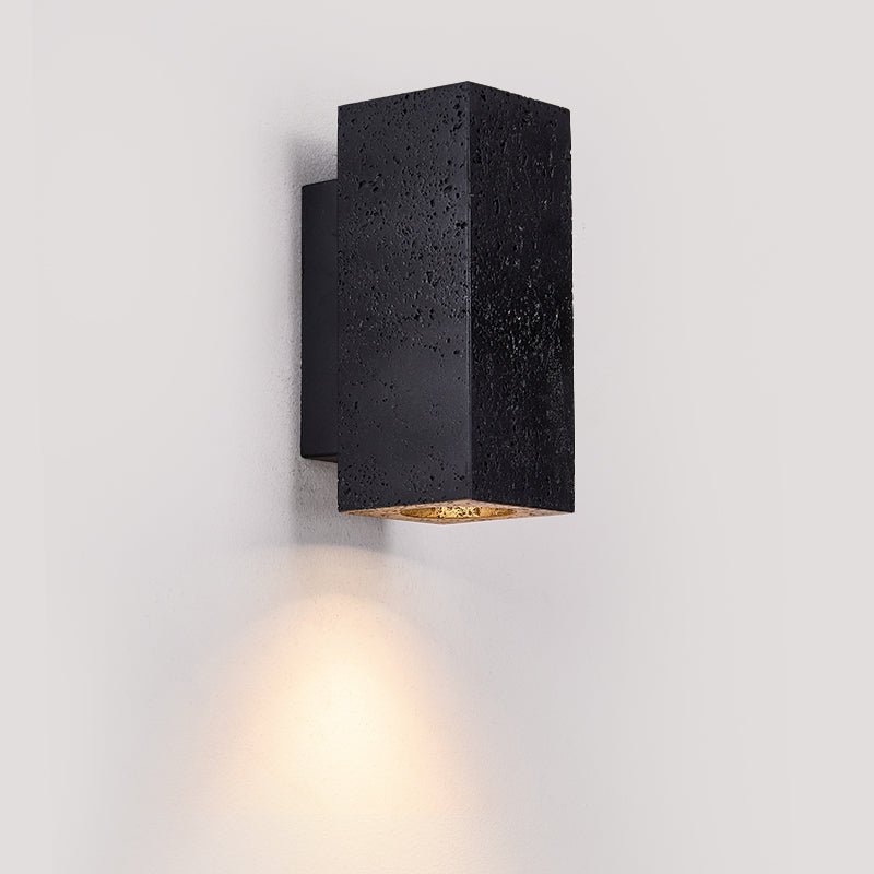 Ewan Cuboid Black Travertine Wall Lamp