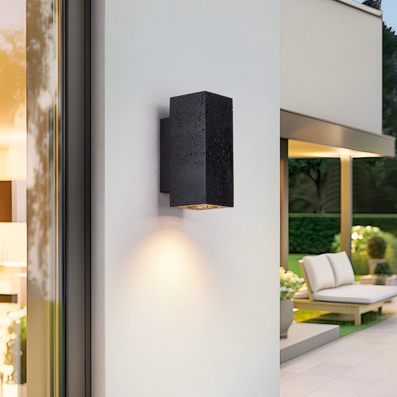 Ewan Cuboid Black Travertine Wall Lamp