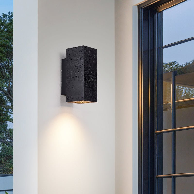 Ewan Cuboid Black Travertine Wall Lamp