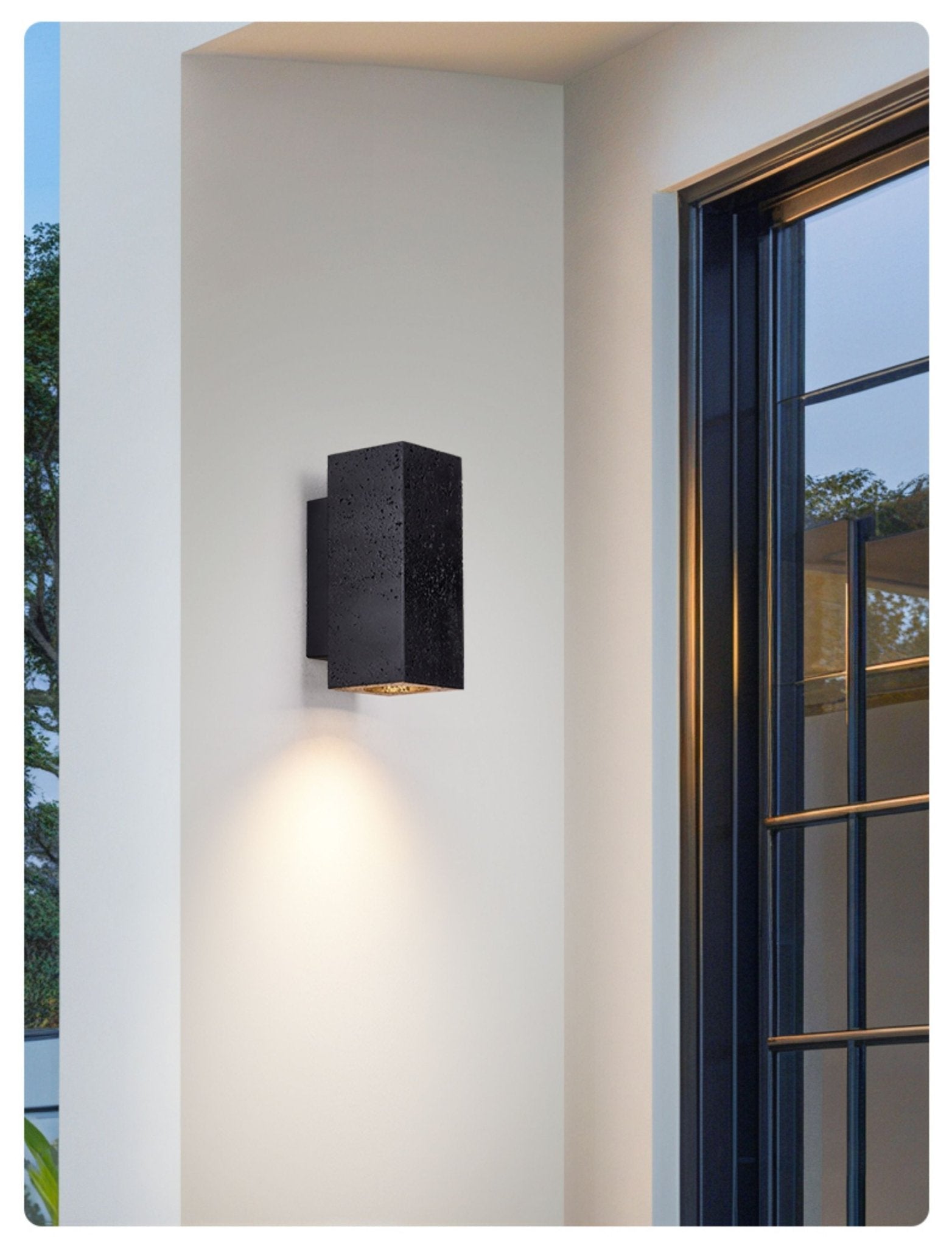 Ewan Cuboid Black Travertine Wall Lamp