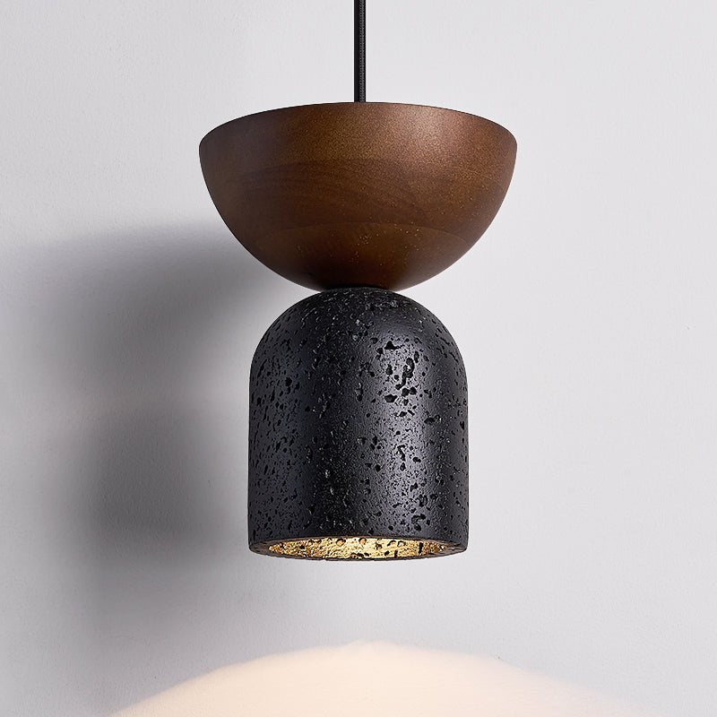 Theo Minimal Black Travertine Pendant Lamp