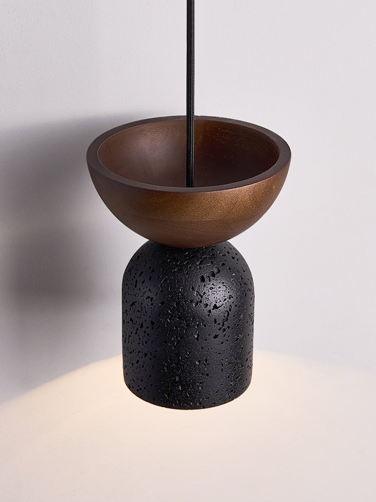 Theo Minimal Black Travertine Pendant Lamp