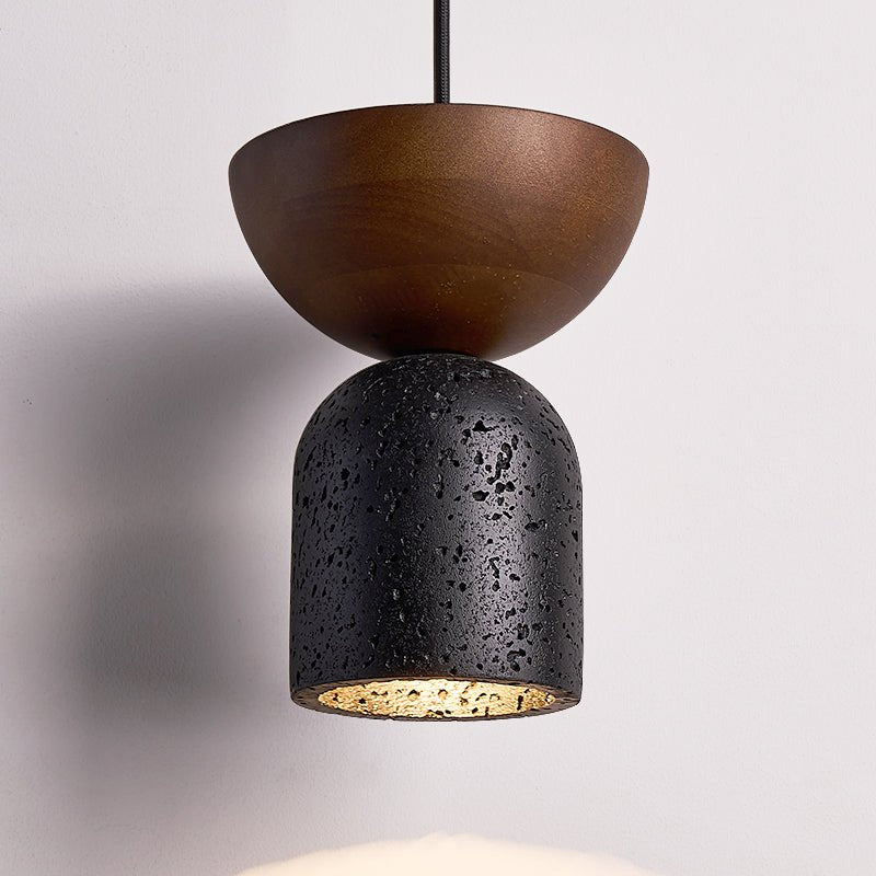 Theo Minimal Black Travertine Pendant Lamp