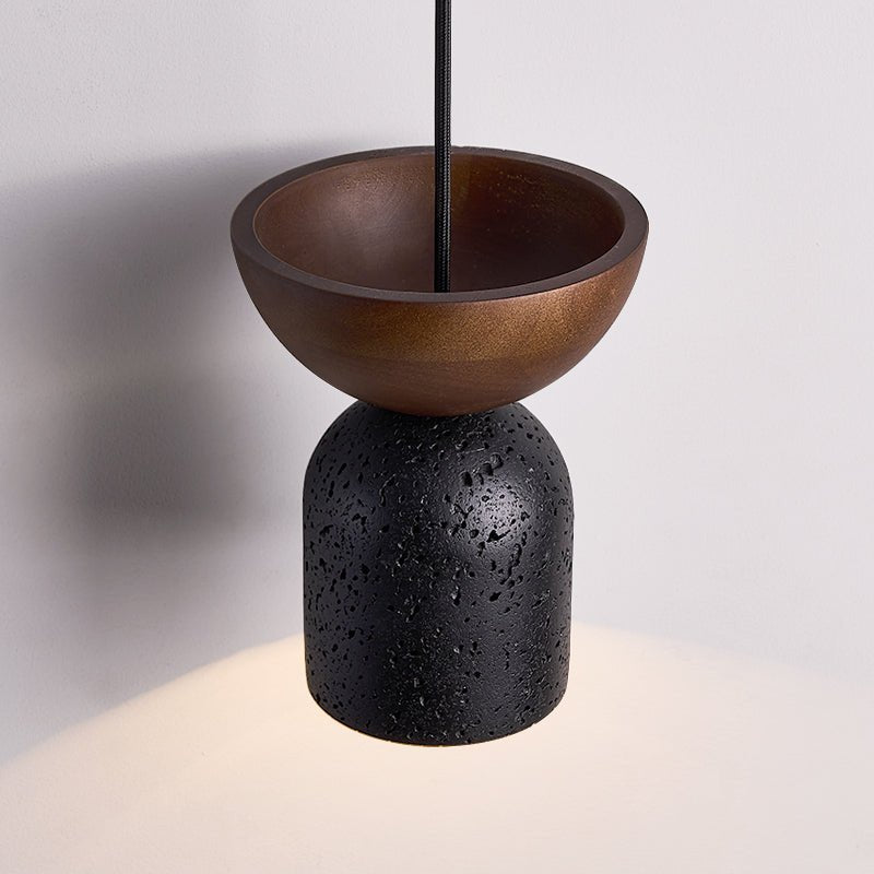 Theo Minimal Black Travertine Pendant Lamp