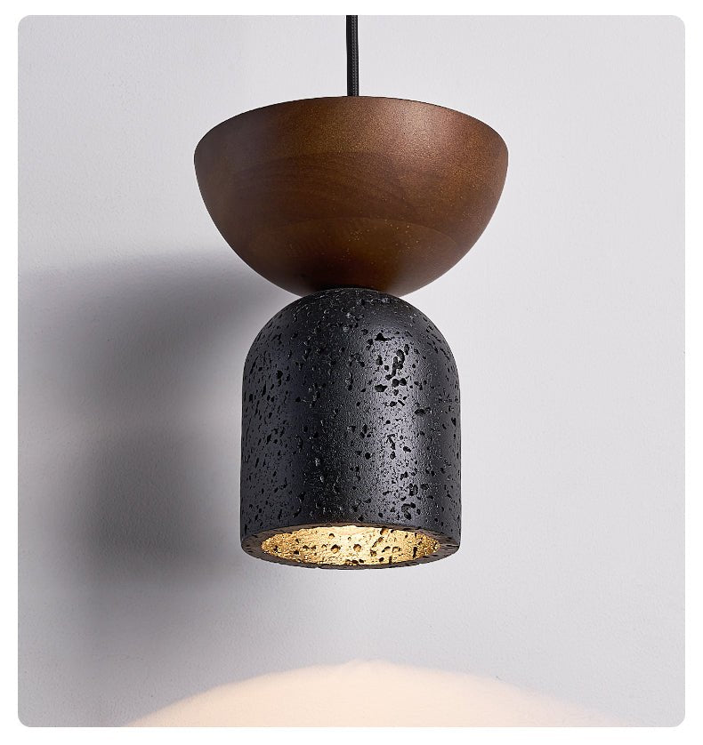 Theo Minimal Black Travertine Pendant Lamp