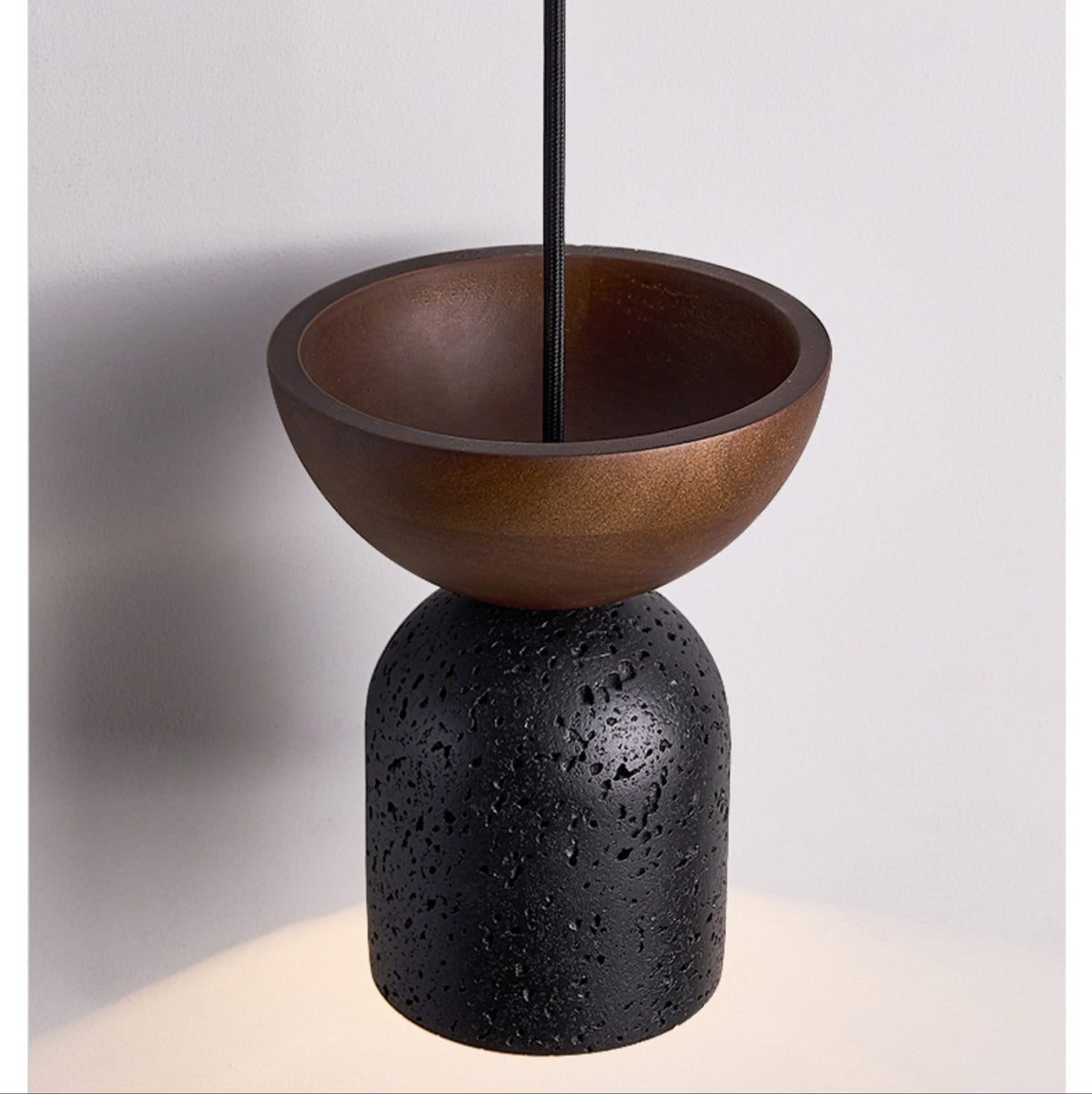 Theo Minimal Black Travertine Pendant Lamp