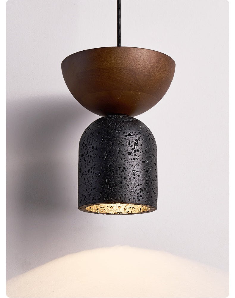 Theo Minimal Black Travertine Pendant Lamp