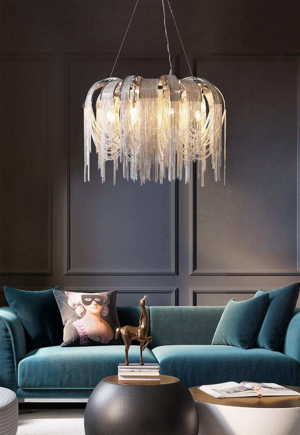 Tarien Chandelier Layered Chain Nickel Luxury