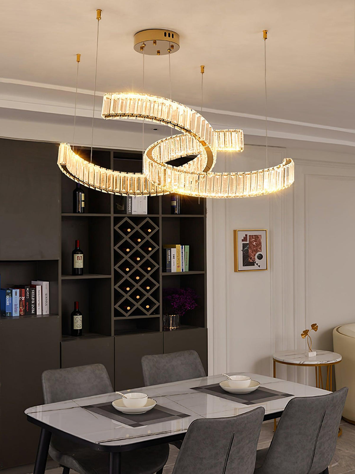 Calo Chandelier Spiral Crystal Gold Glam