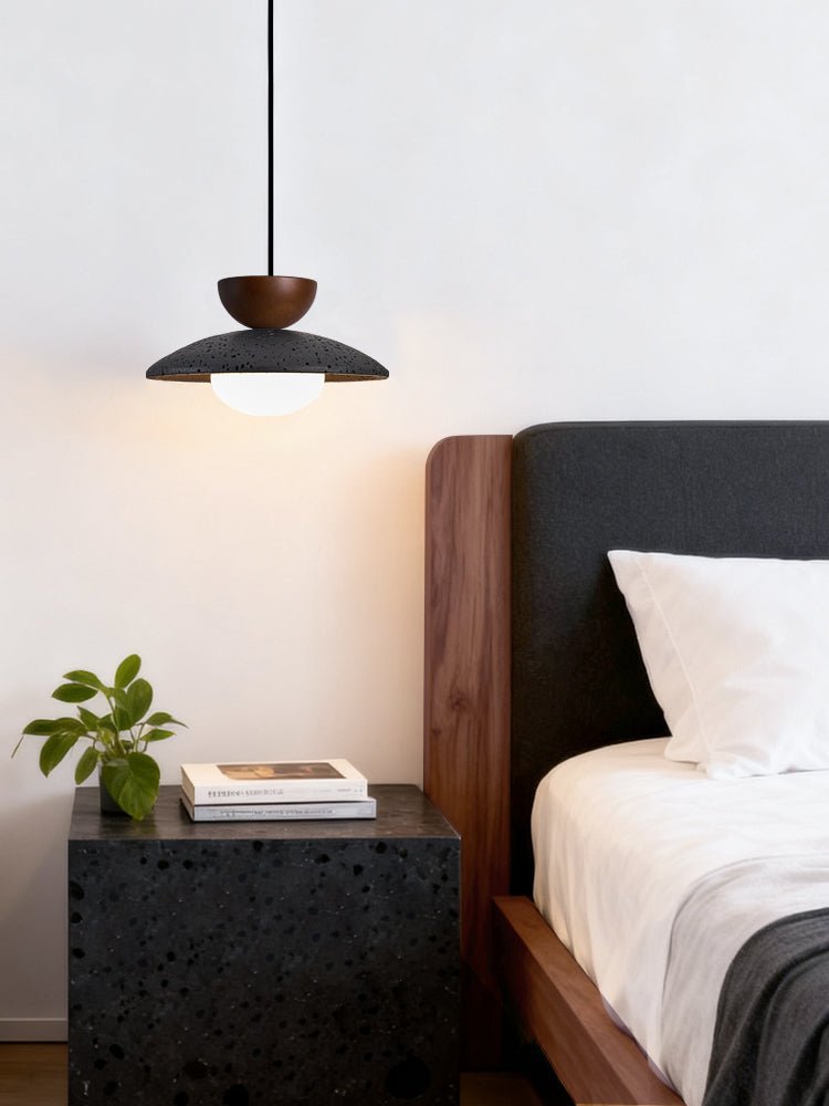 Ignis Dome Black Travertine Pendant Light