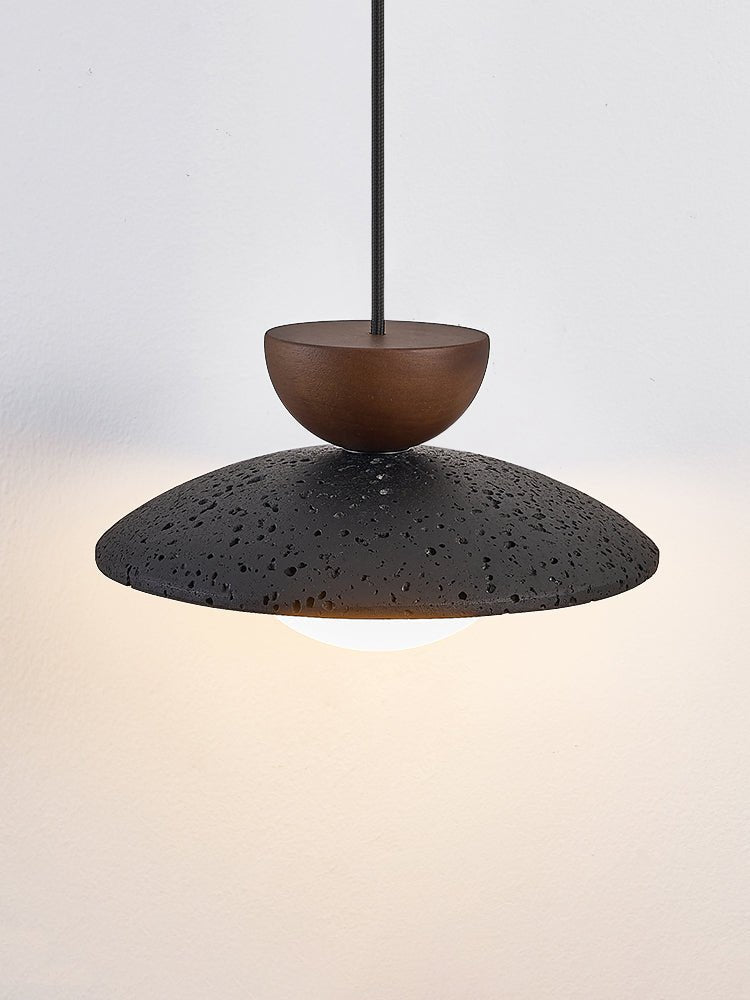Ignis Dome Black Travertine Pendant Light