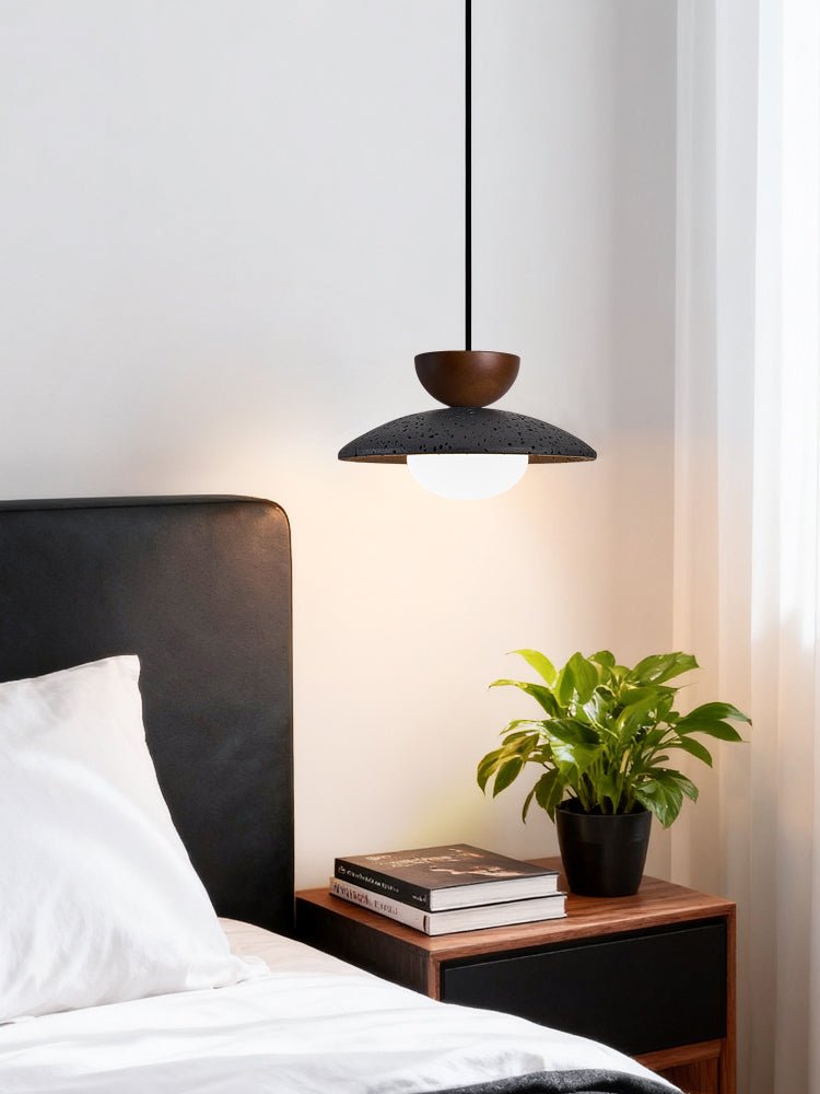 Ignis Dome Black Travertine Pendant Light