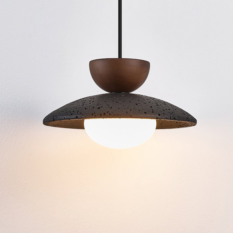 Ignis Dome Black Travertine Pendant Light