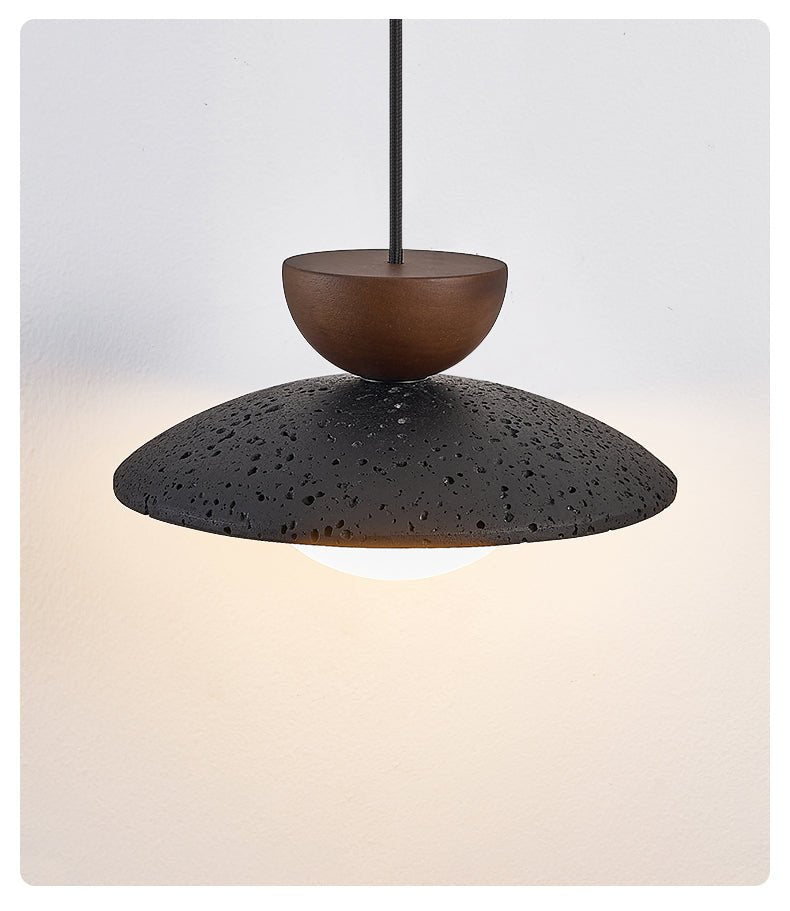 Ignis Dome Black Travertine Pendant Light
