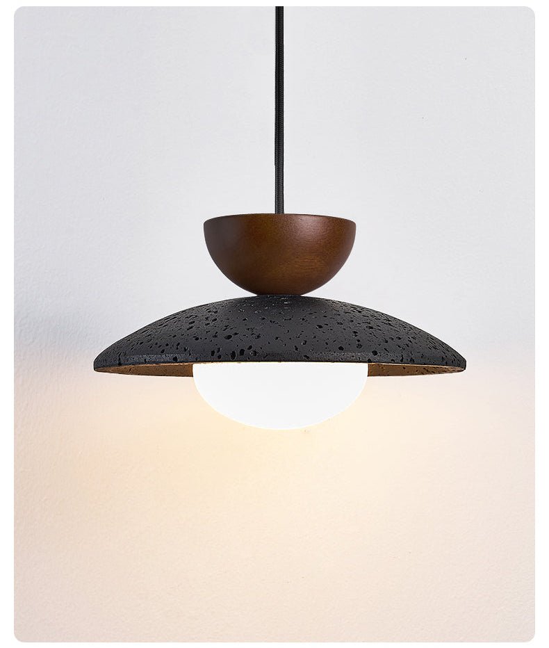 Ignis Dome Black Travertine Pendant Light