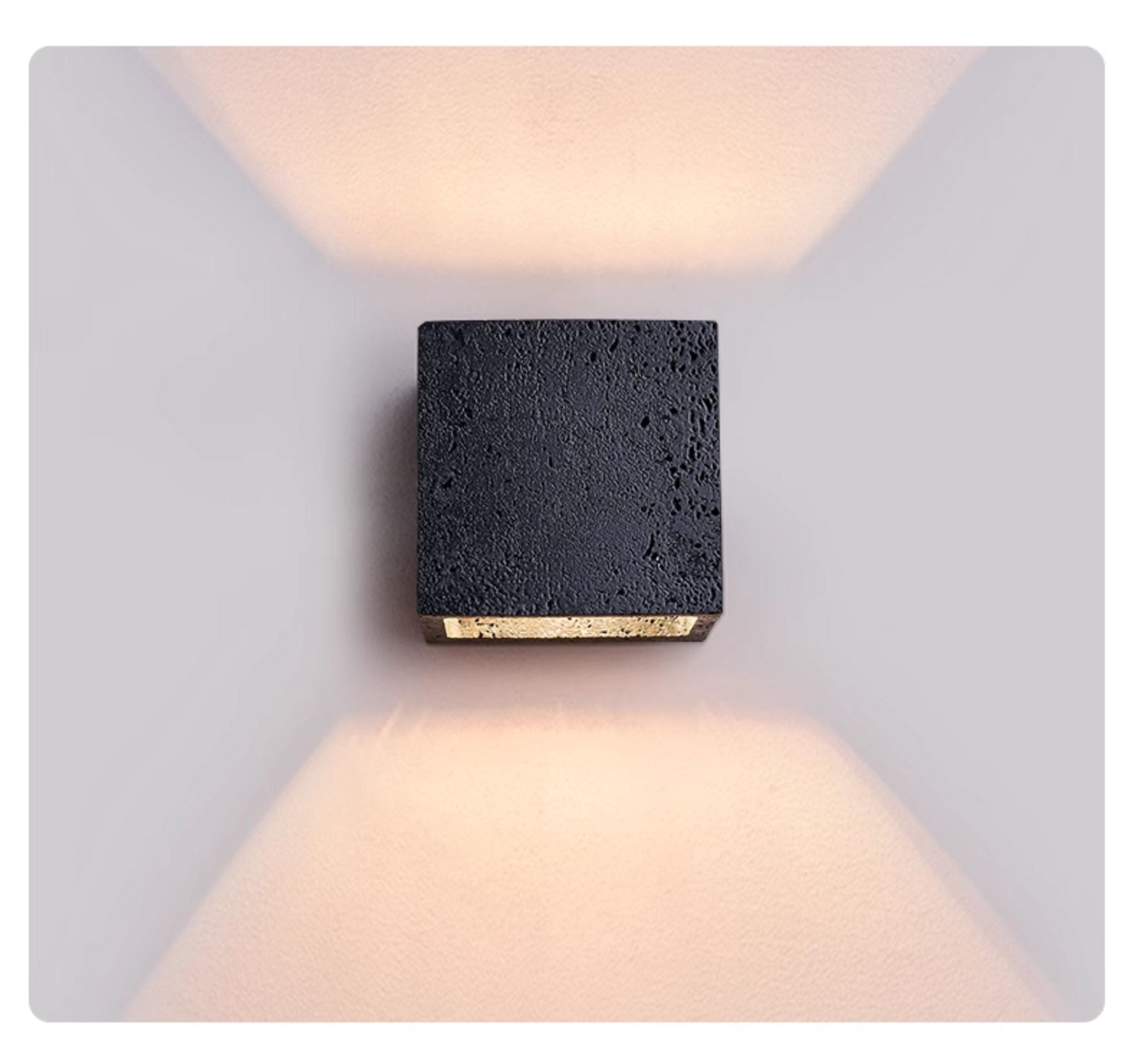 Valeise Cube Black Travertine Wall Lamp